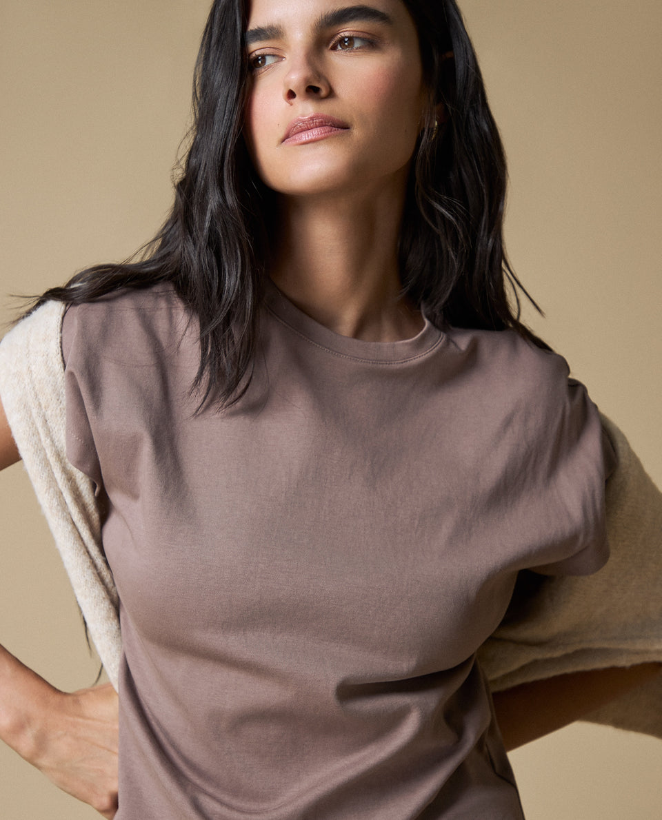 Camiseta Regular Cuello Redondo - Café 34_602H017_CAF181312_4