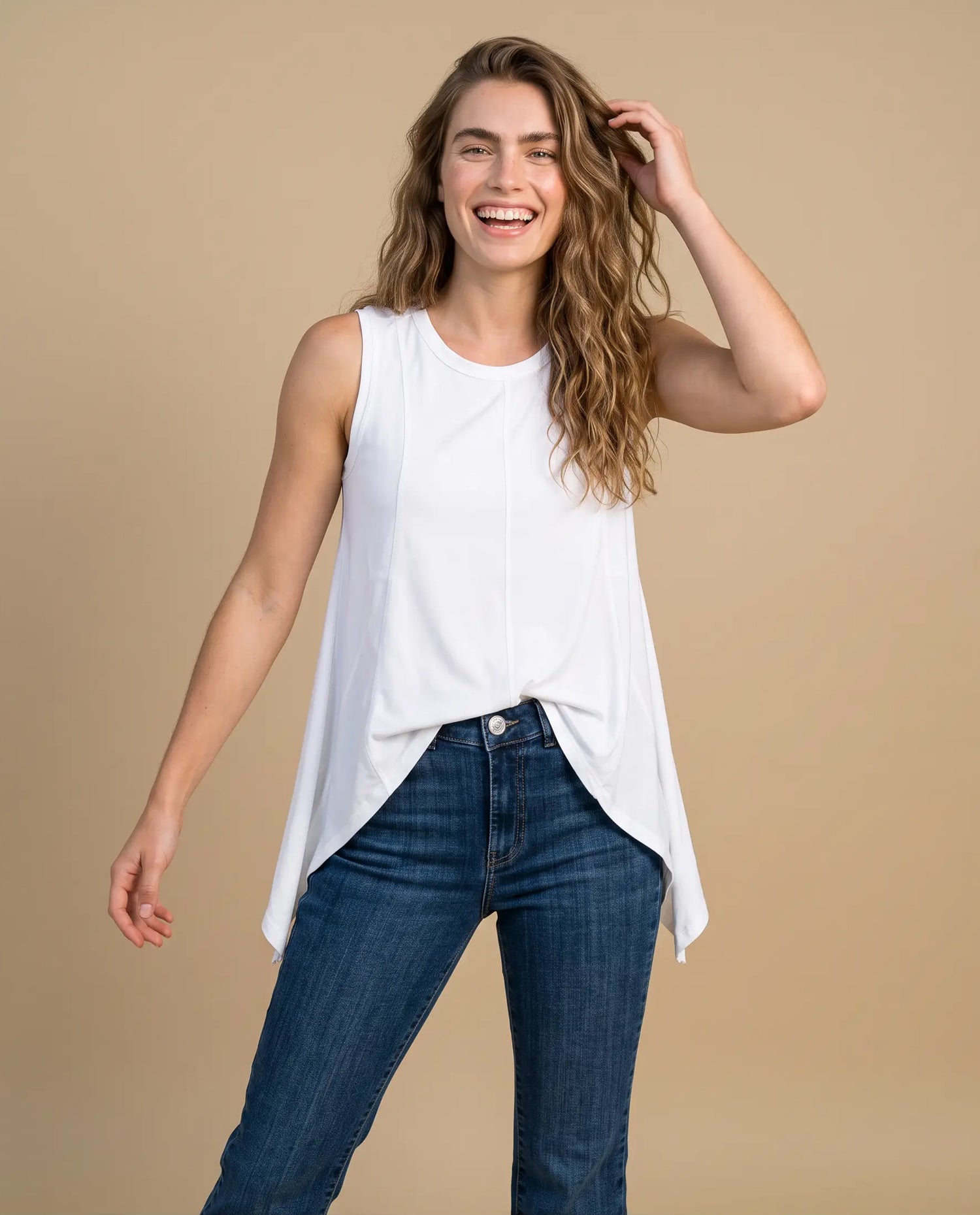 Camiseta manga sisa fit suelto - Blanco