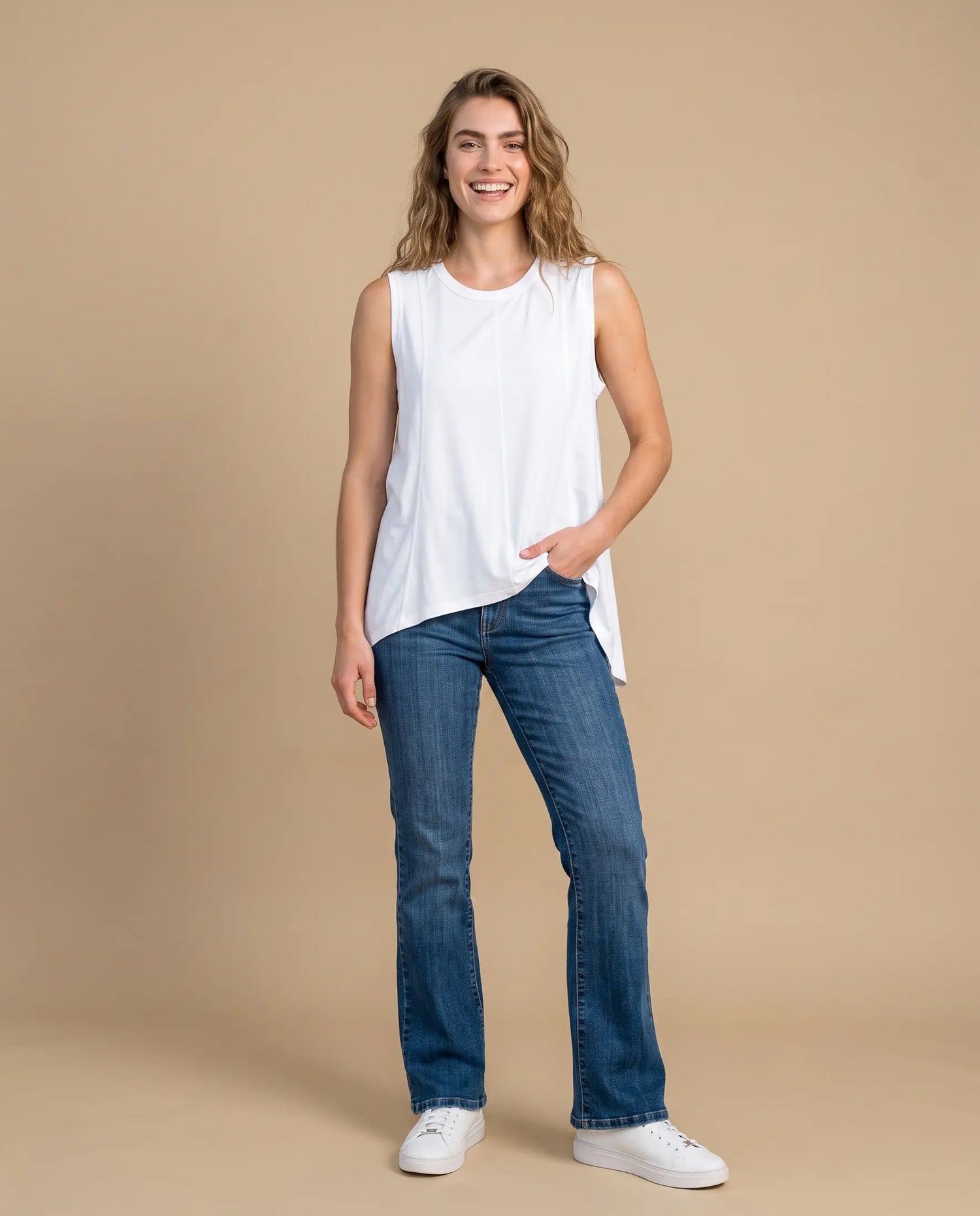 Camiseta manga sisa fit suelto - Blanco