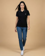 Camiseta tipo polo para mujer - Negro