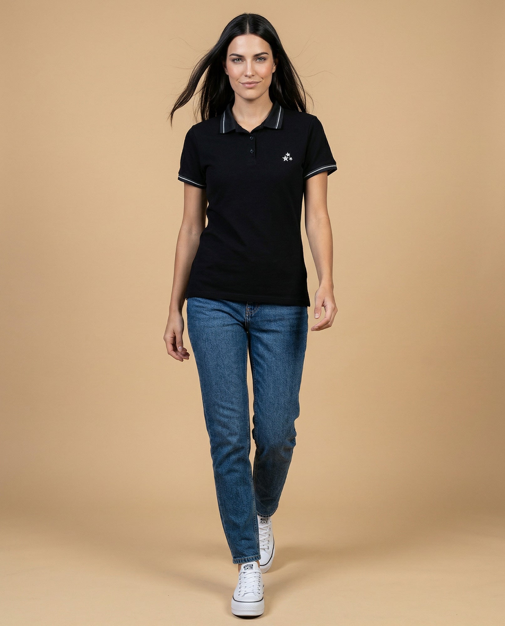 Camiseta tipo polo para mujer - Negro 34_602H190_NEG190303_5