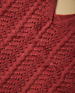 Camiseta cuello V en punto con textura - Rojo