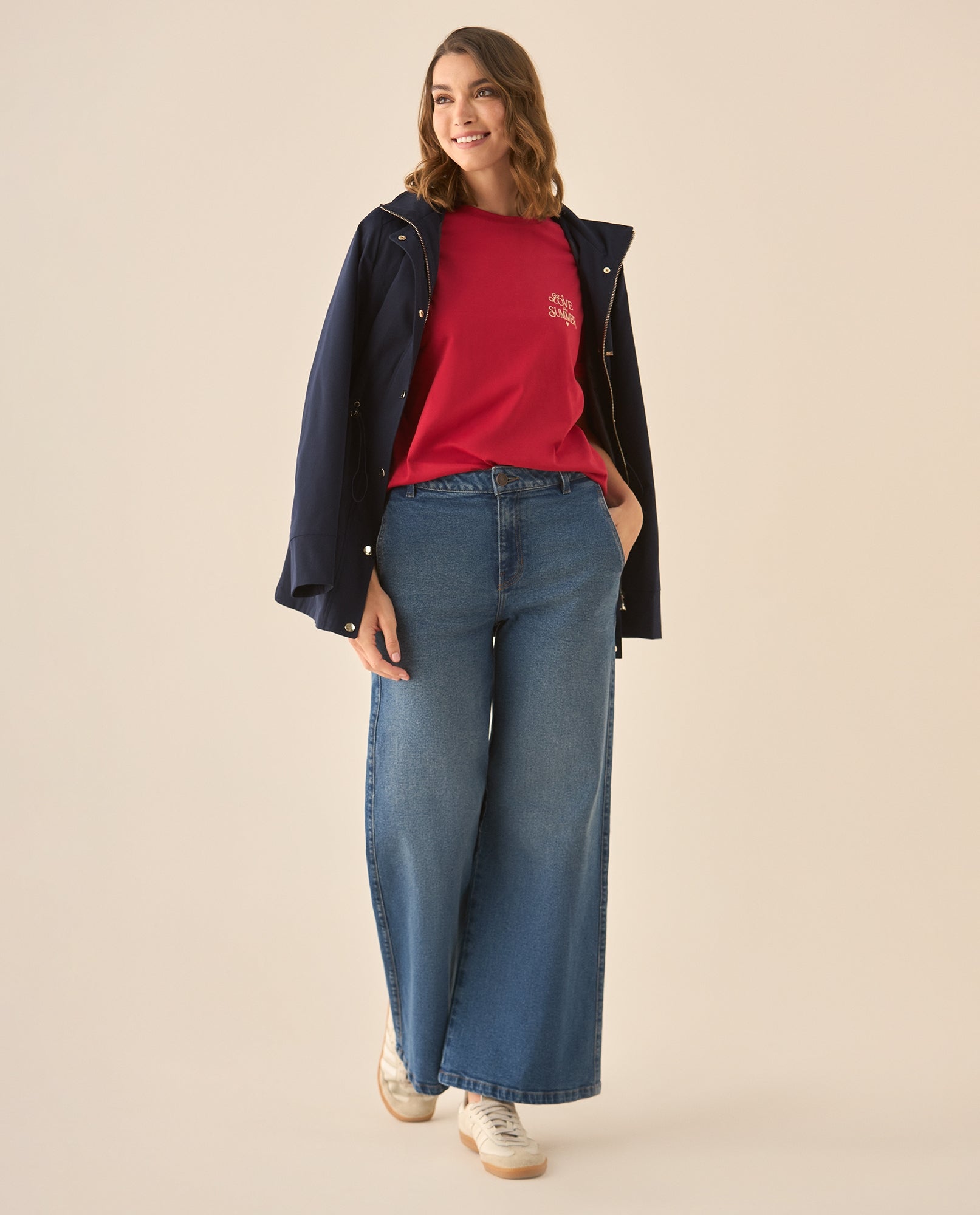 Camiseta manga corta con bordado para mujer  - Rojo 34_603G000_ROJ191761_5