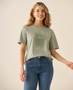 Camiseta manga corta con apliques al frente para mujer - Verde