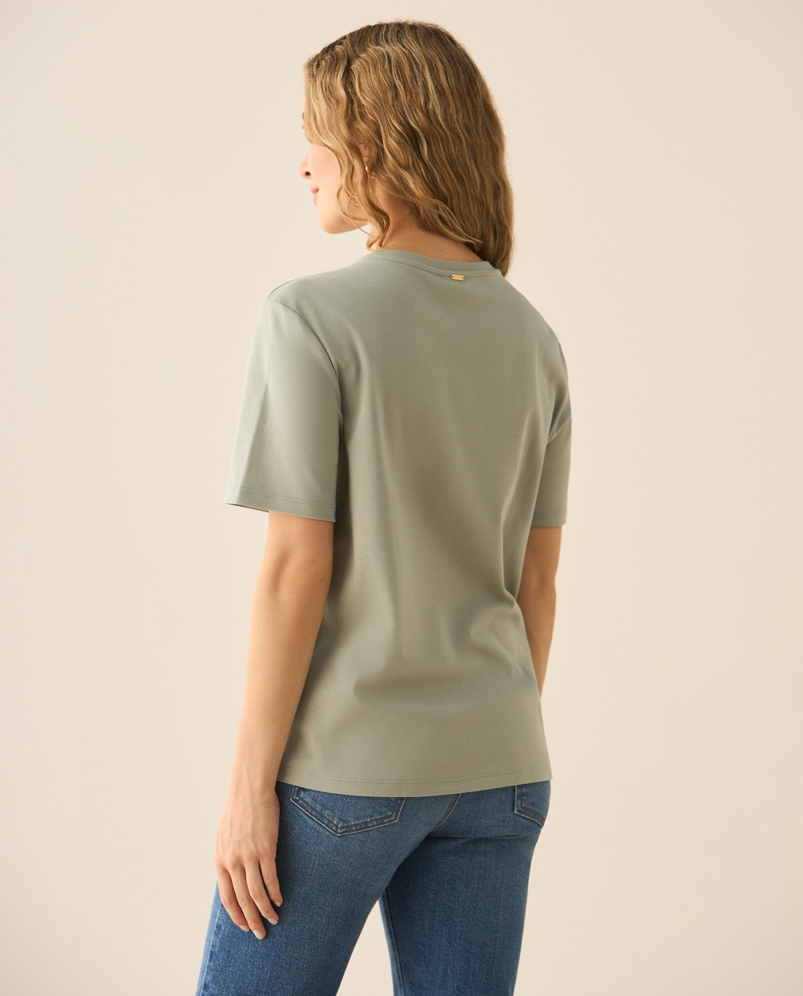 Camiseta manga corta con apliques al frente para mujer - Verde 34_603G009_VER136105_4