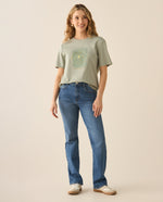 Camiseta manga corta con apliques al frente para mujer - Verde