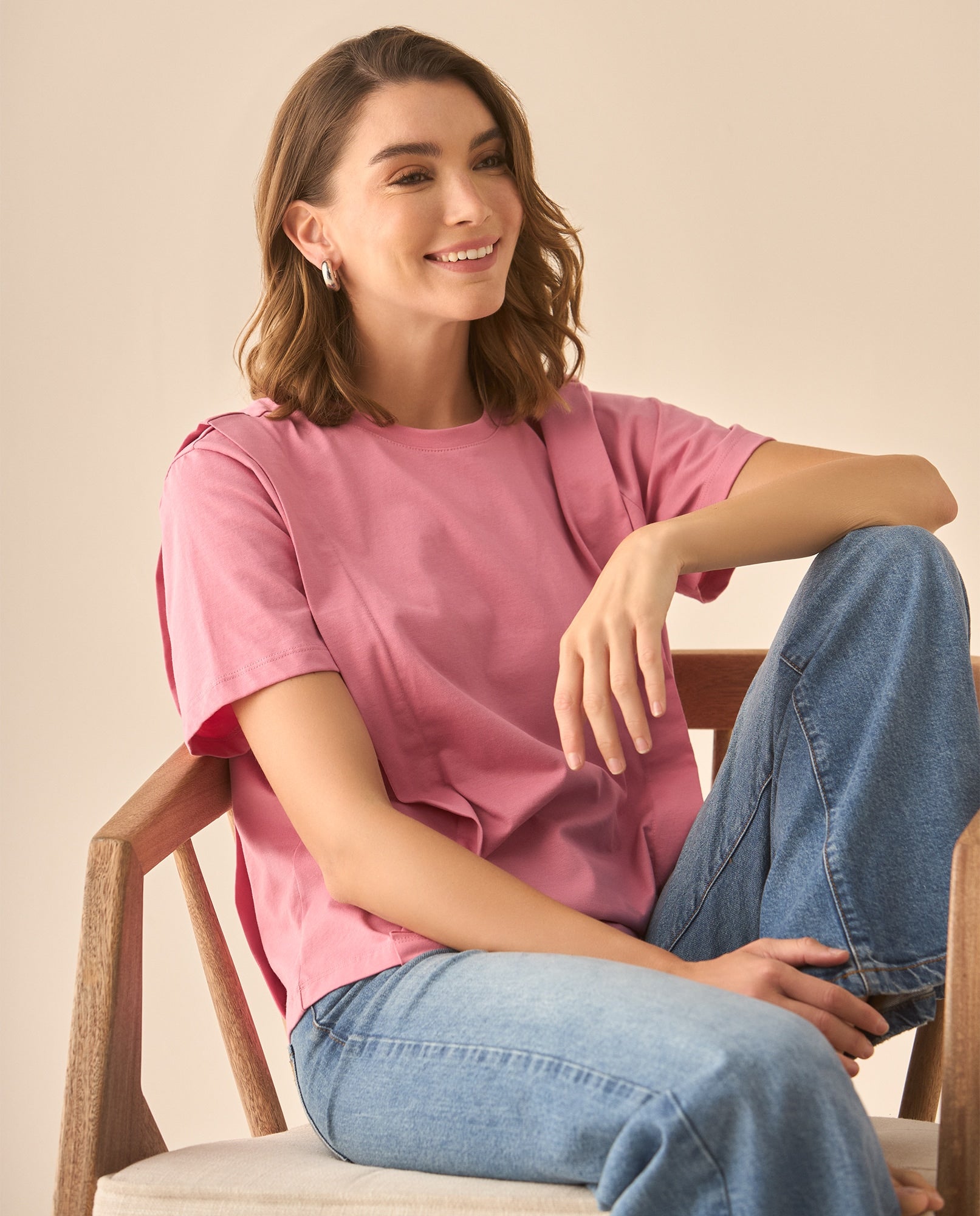 Camiseta tradicional manga corta para mujer - Rosa 34_603G011_ROS161715_3