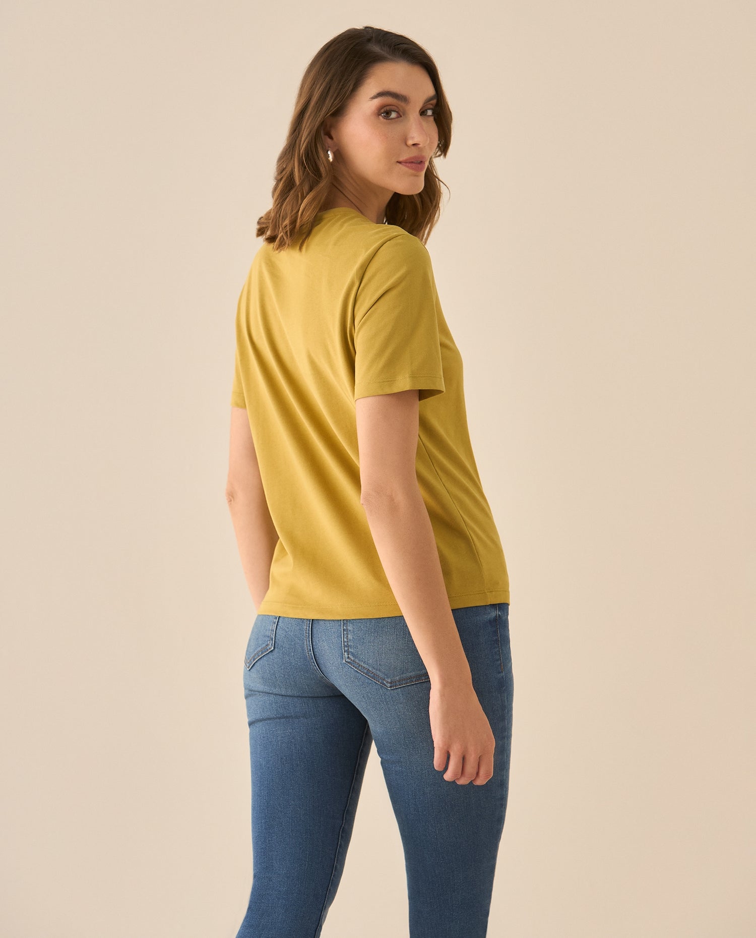 Camiseta con textura y estampado para mujer  - Verde