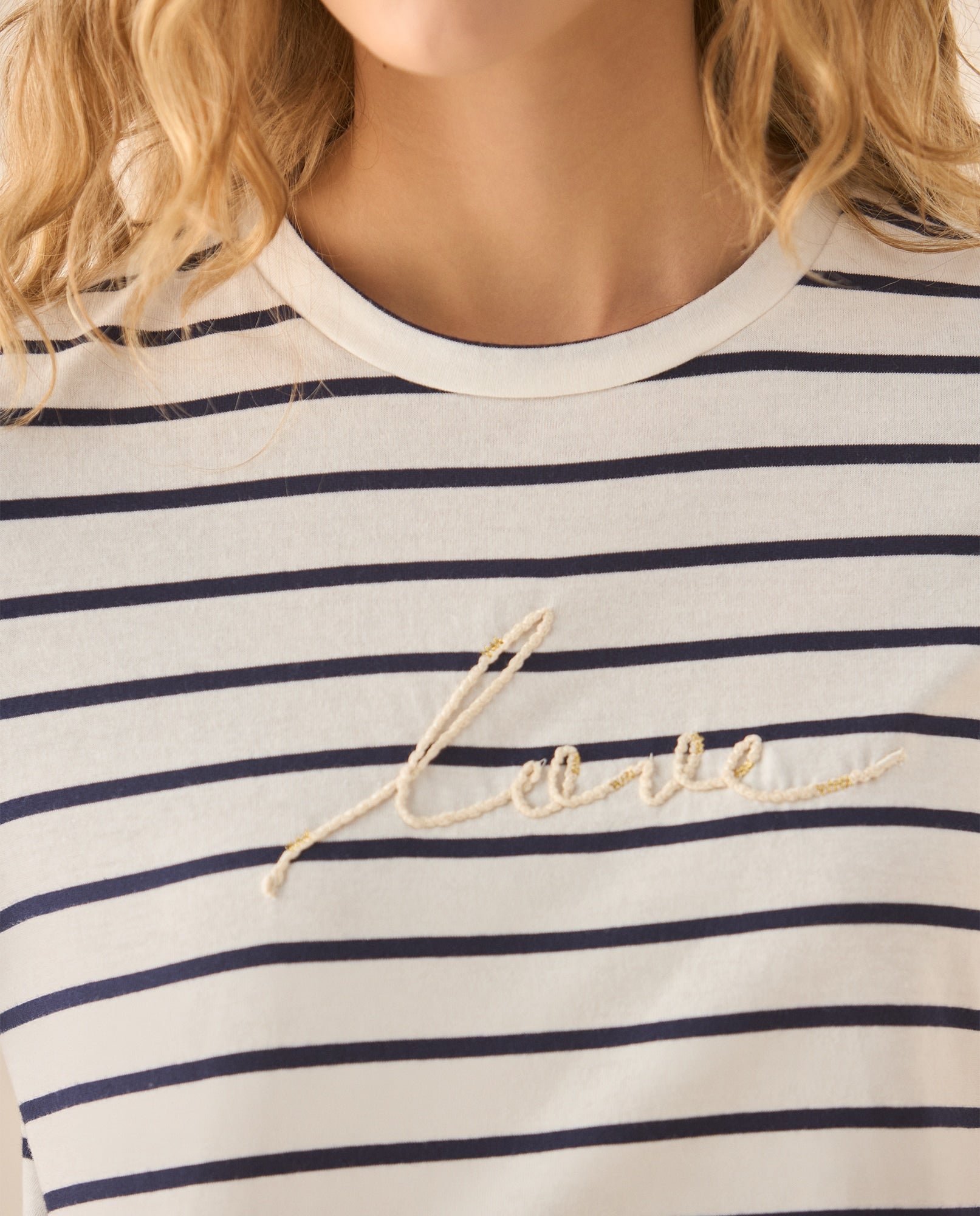 Camiseta a rayas con bordado para mujer  - Azul 34_603G014_AZU193920_4