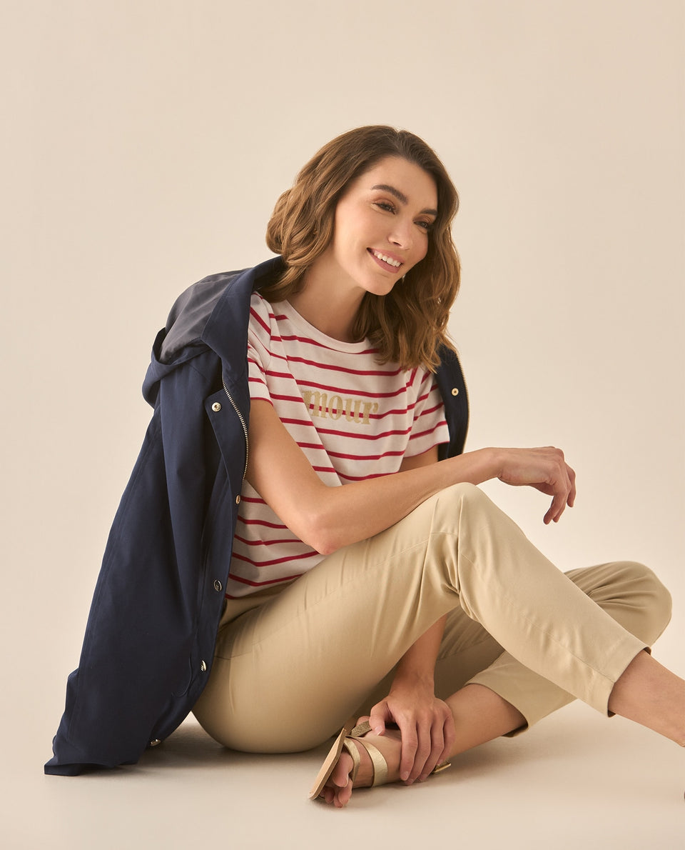 Camiseta a rayas con bordado para mujer  - Rojo 34_603G014_ROJ191761_6