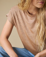 Camiseta cuello redondo mujer - Beige