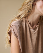 Camiseta cuello redondo mujer - Beige