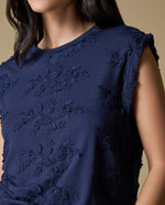 Camiseta manga larga bordada - Azul
