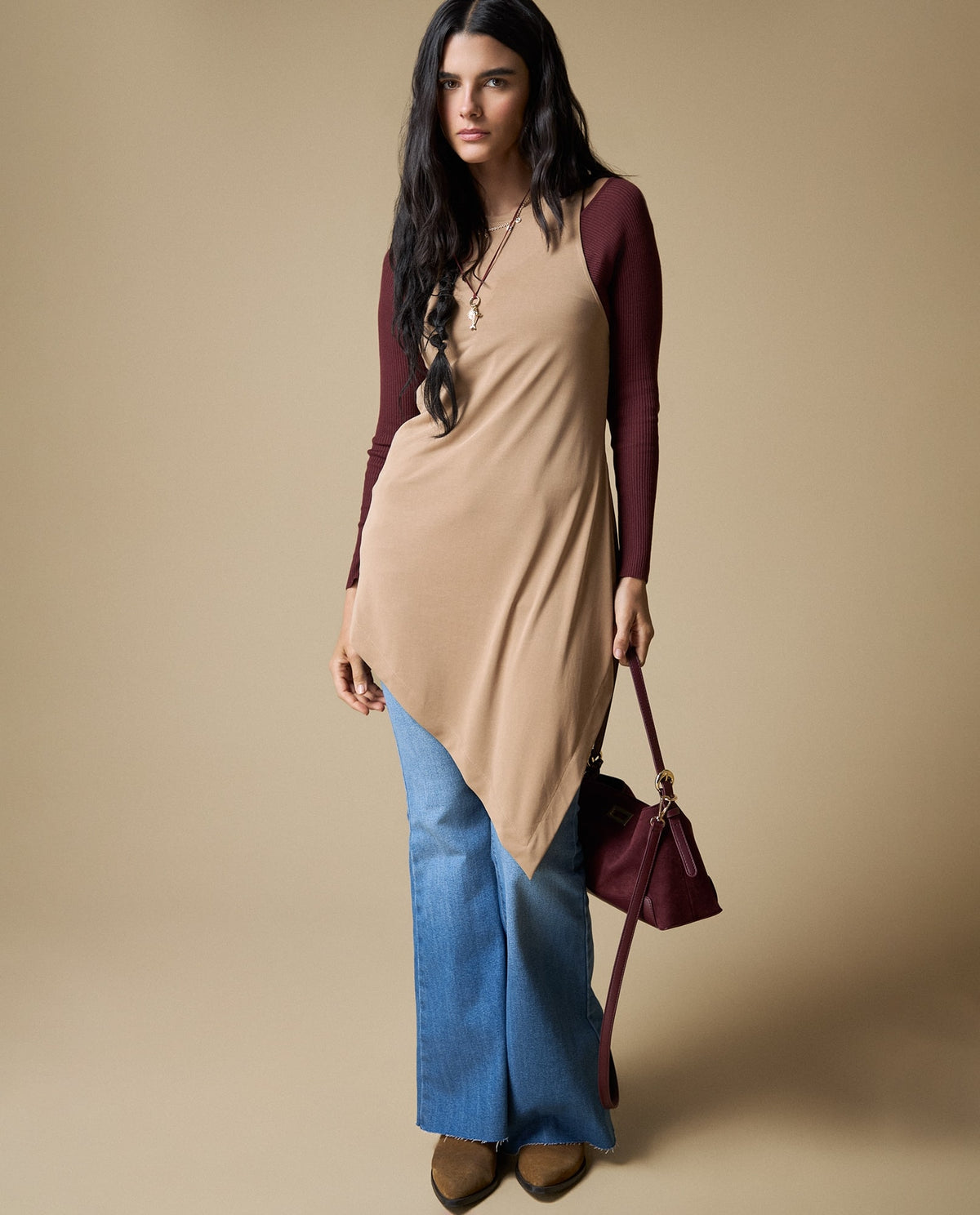 Camiseta Cuello Redondo Manga Larga - Beige 34_603H045_BEI161212_0