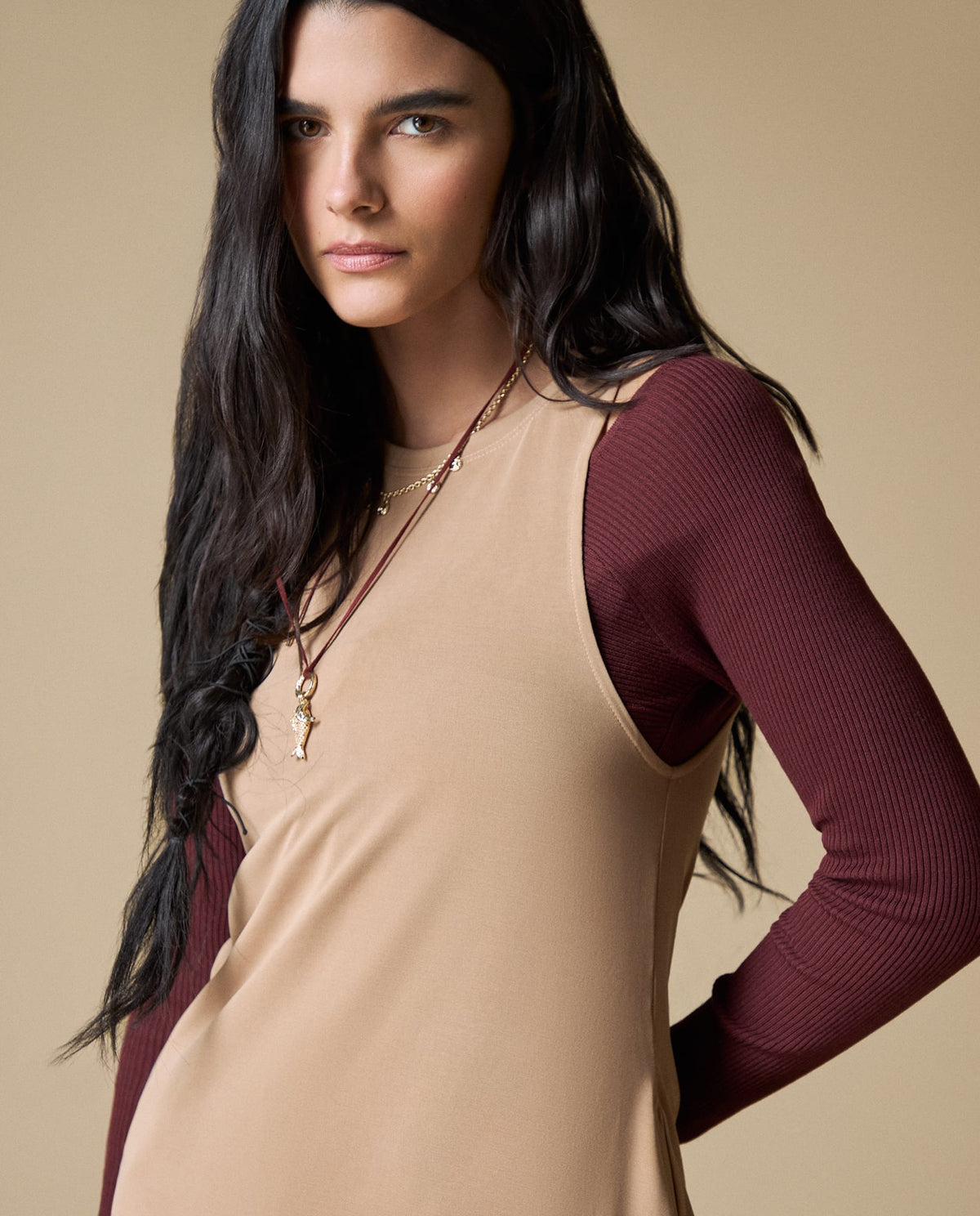 Camiseta Cuello Redondo Manga Larga - Beige 34_603H045_BEI161212_4