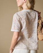 Camiseta manga larga floral calada - Crudo