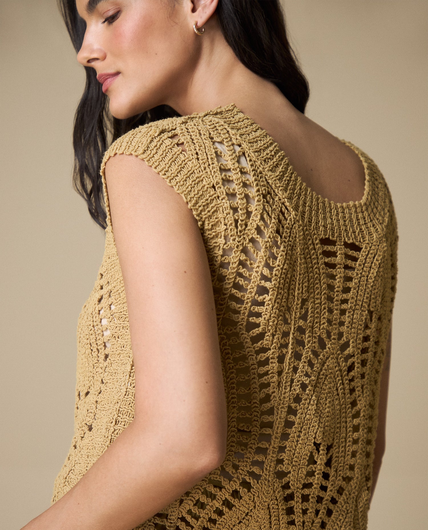 Camiseta crochet manga sisa - Café