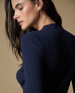 Camiseta cuello redondo larga - Azul