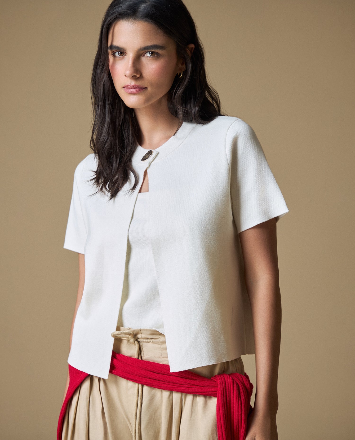 Camiseta Esprit Cuello Redondo - Crudo
