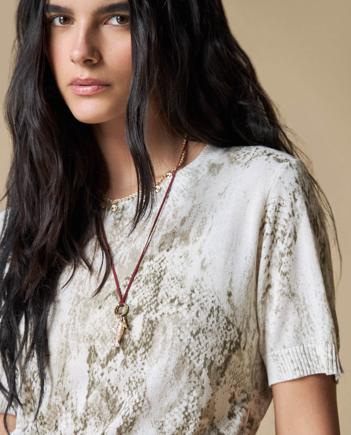 Camiseta Tejida Cuello Redondo - Beige 34_603H221_BEI151307_0