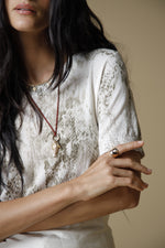 Camiseta Tejida Cuello Redondo - Beige