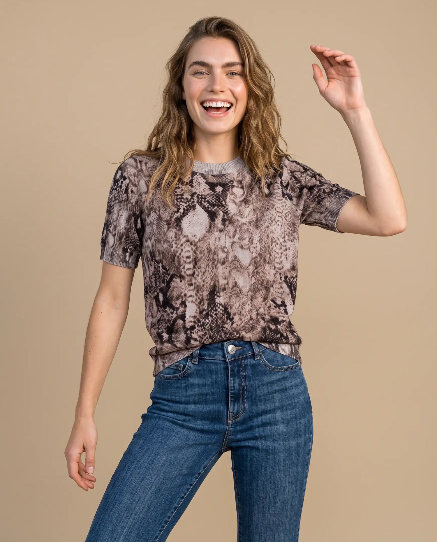 Camiseta Tejida Cuello Redondo - Rosa