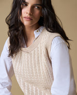 Camiseta manga sisa algodón lurex - Beige