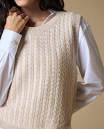 Camiseta manga sisa algodón lurex - Beige