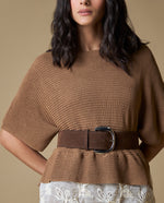 Camiseta cuello bandeja marrón - Café