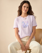 Camiseta con apliques de lentejuelas para mujer - Morado