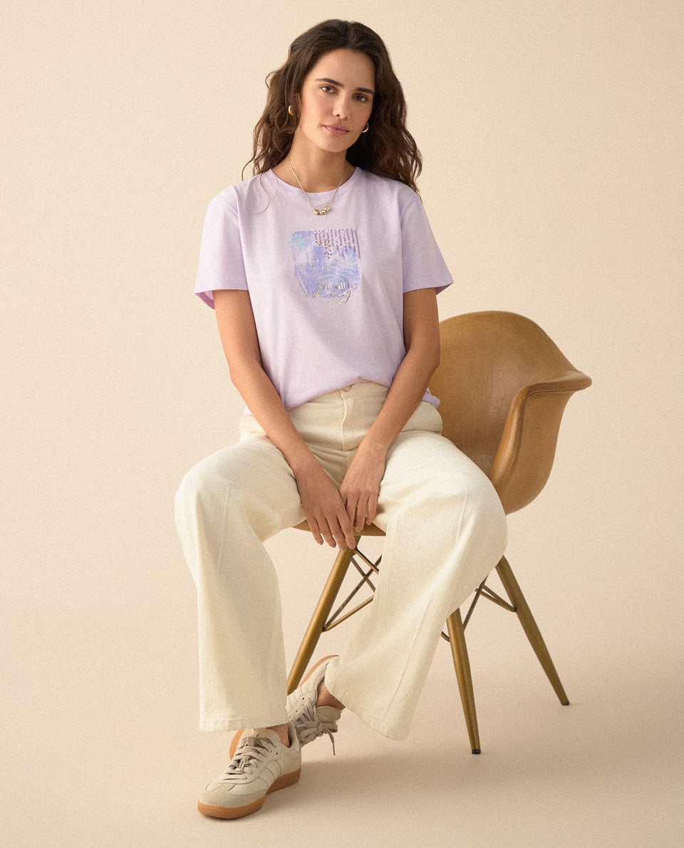 Camiseta con apliques de lentejuelas para mujer - Morado 34_605F355_MOR163812_5