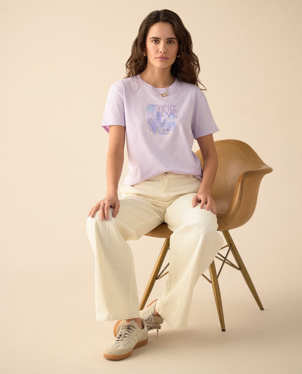 Camiseta con apliques de lentejuelas para mujer - Morado 34_605F355_MOR163812_7