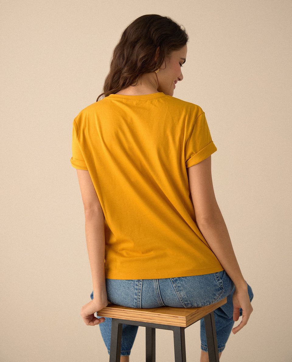 Camiseta manga corta estampada para mujer - Amarillo 34_605F361_AMA150743_4