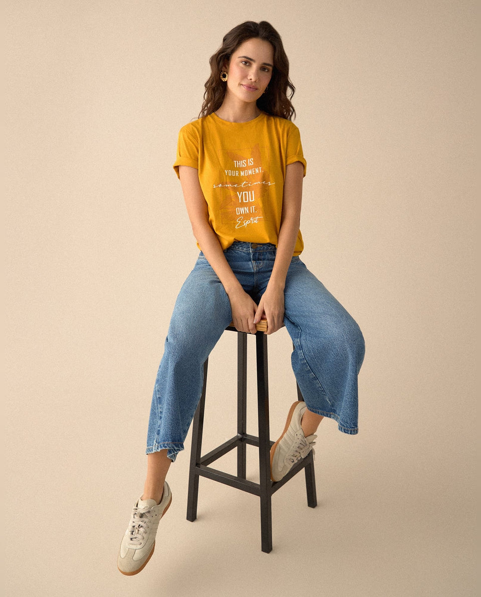 Camiseta manga corta estampada para mujer - Amarillo 34_605F361_AMA150743_5