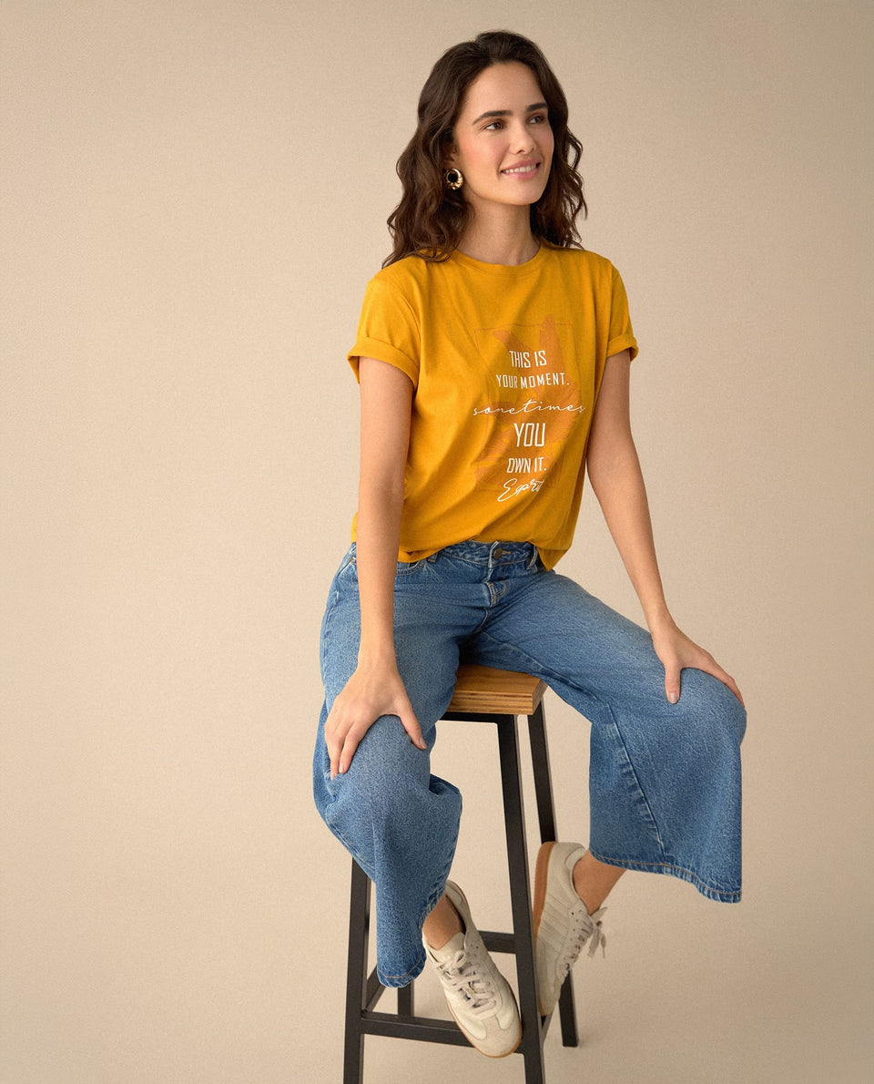 Camiseta manga corta estampada para mujer - Amarillo 34_605F361_AMA150743_6