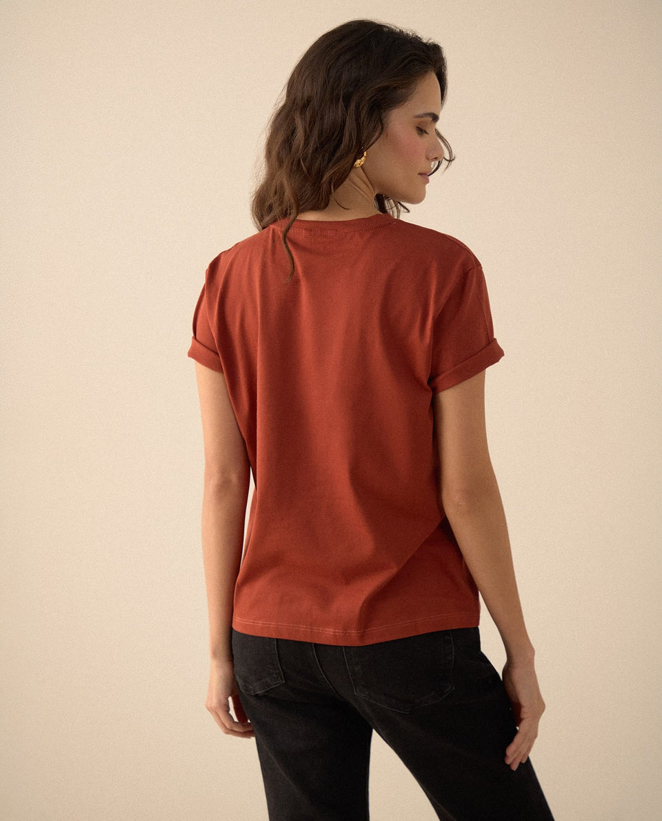 Camiseta manga corta estampada para mujer - Naranja 34_605F361_NAR151054_4