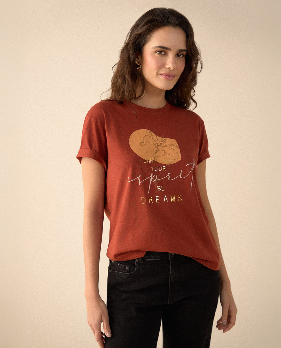 Camiseta manga corta estampada para mujer - Naranja 34_605F361_NAR151054_5