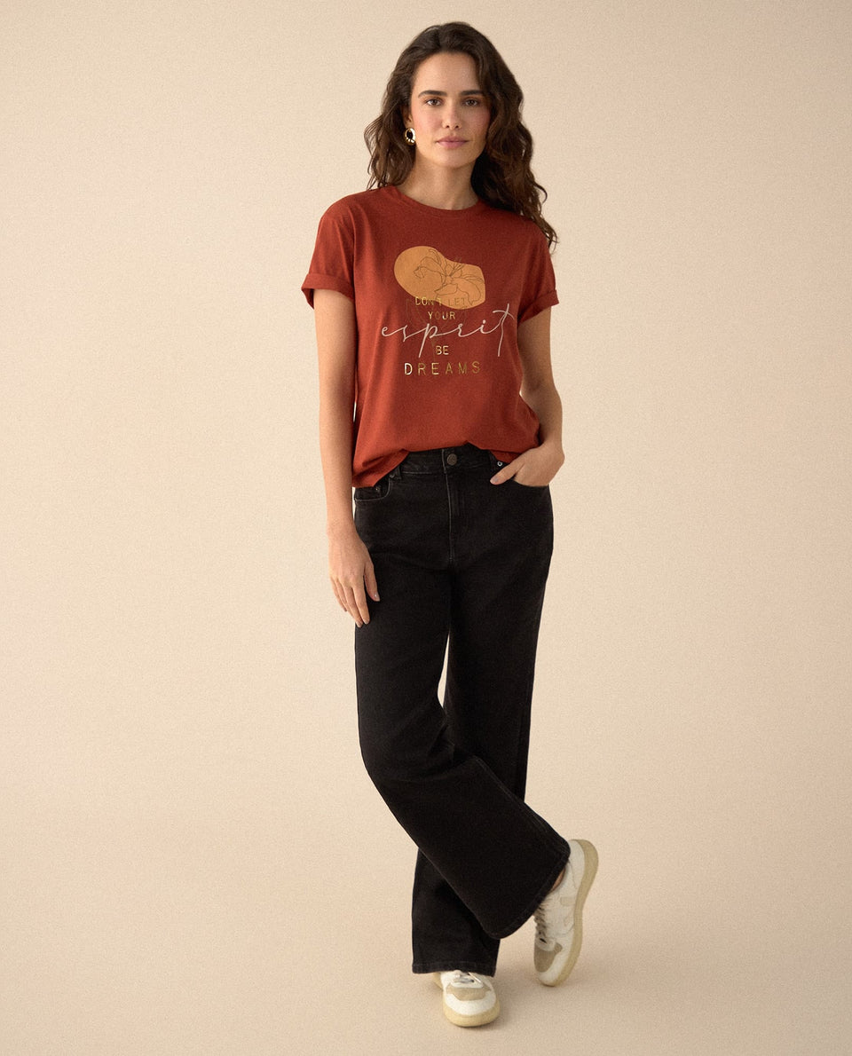 Camiseta manga corta estampada para mujer - Naranja 34_605F361_NAR151054_6