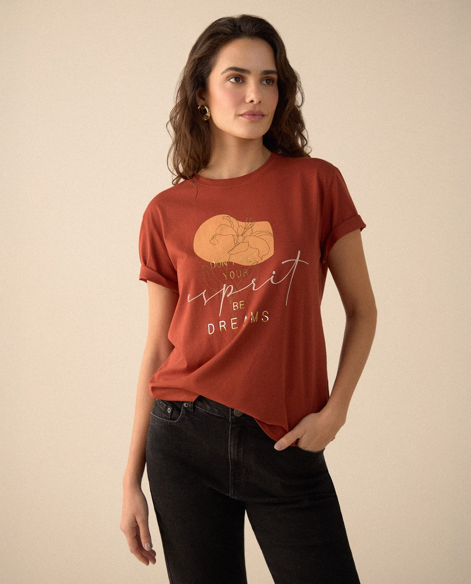 Camiseta manga corta estampada para mujer - Naranja 34_605F361_NAR151054_7