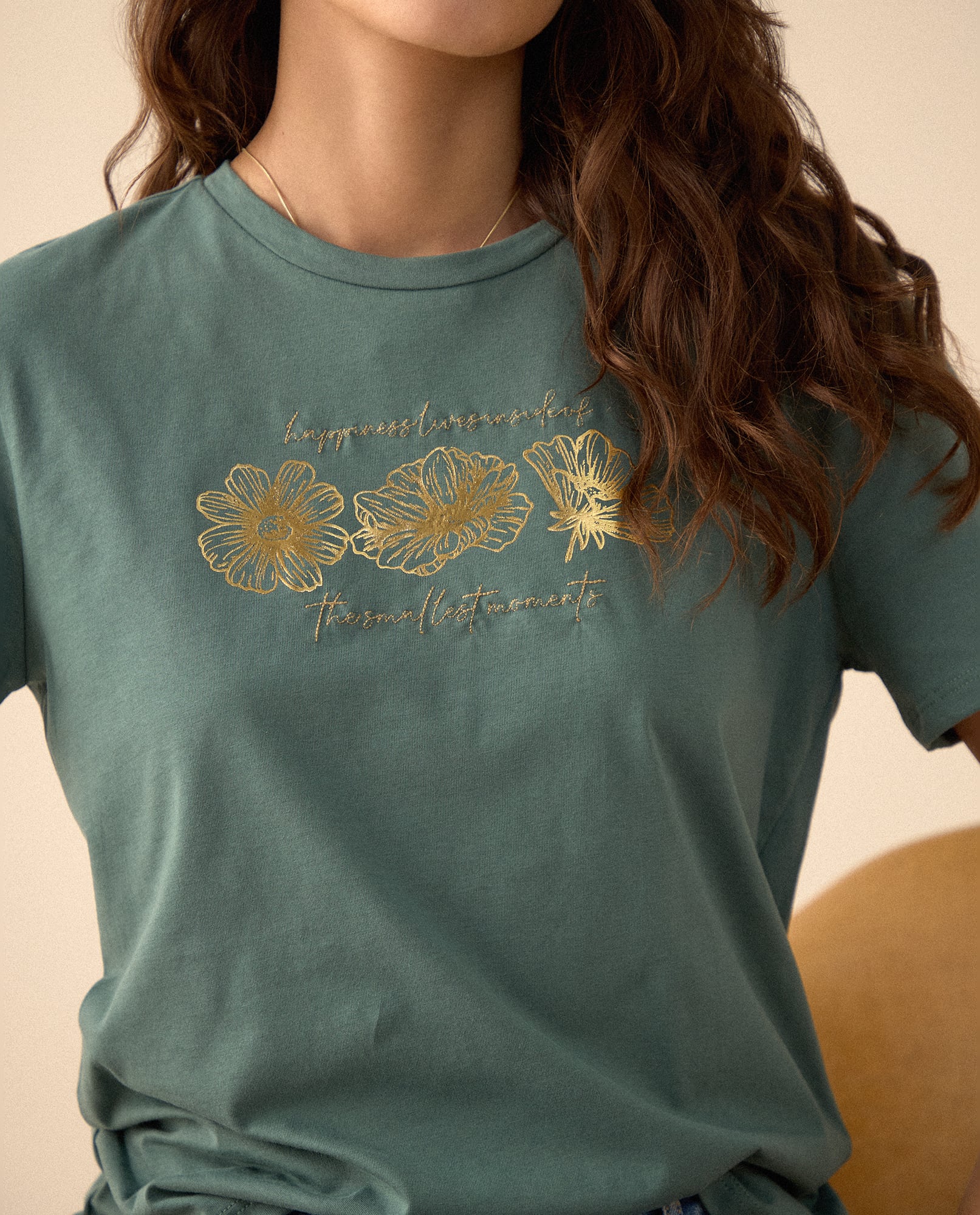  Camiseta con estampado brillante para mujer - Verde 34_605F371_VER146017_3