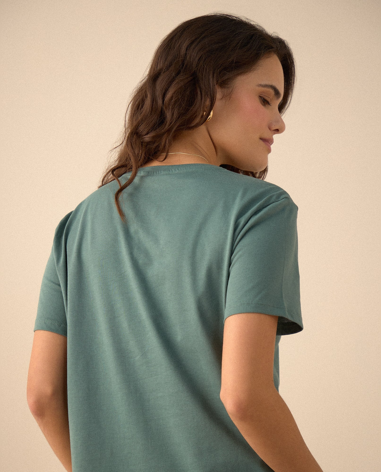  Camiseta con estampado brillante para mujer - Verde 34_605F371_VER146017_4