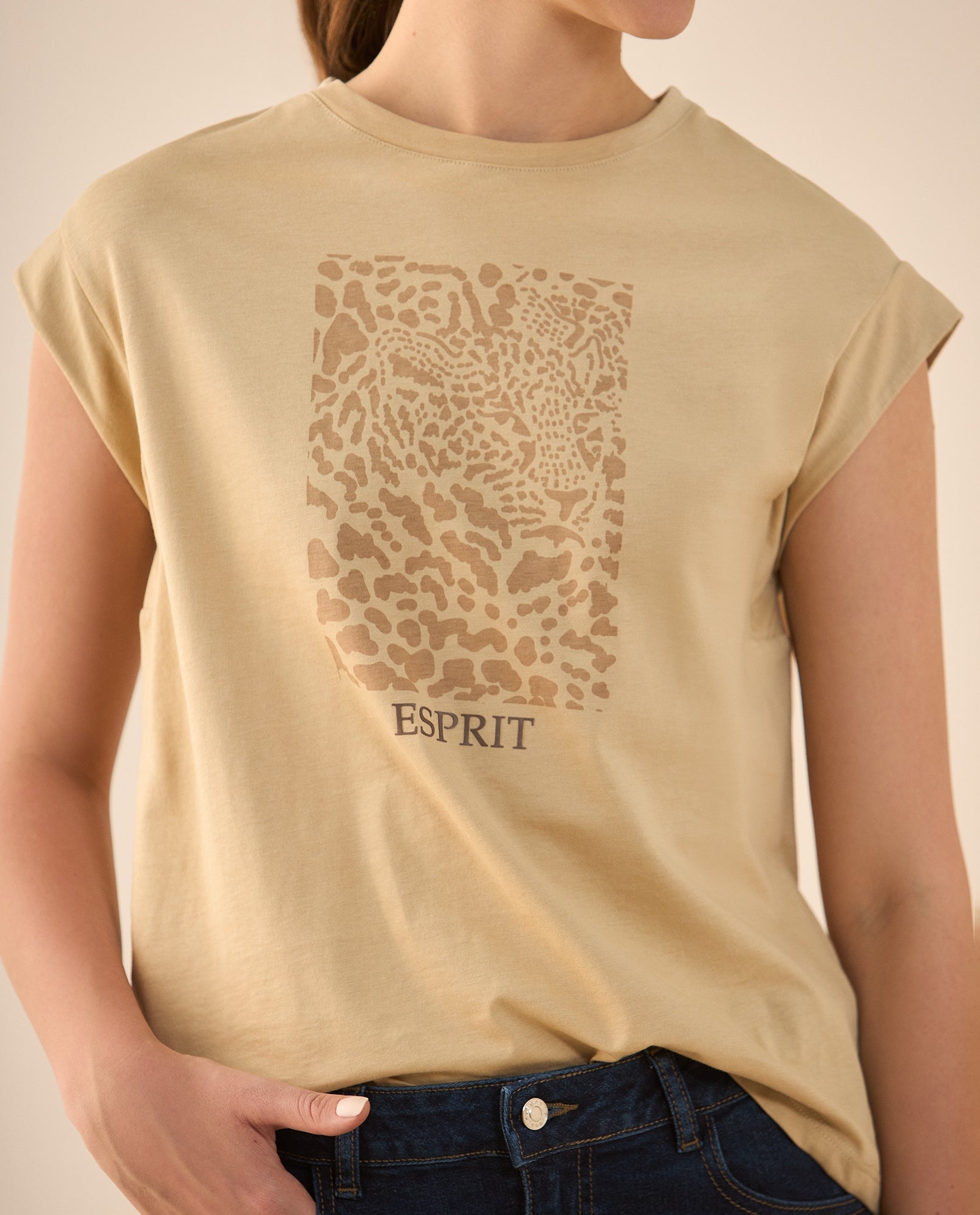 Camiseta de silueta tradicional para mujer - Beige 34_605G319_BEI130607_4