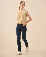 Camiseta de silueta tradicional para mujer - Beige