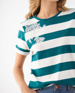 Camiseta con aplique bordado para mujer - Verde
