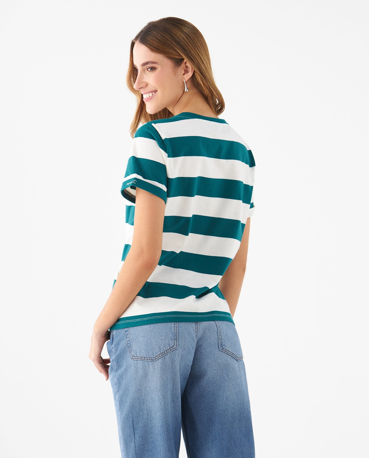 Camiseta con aplique bordado para mujer - Verde