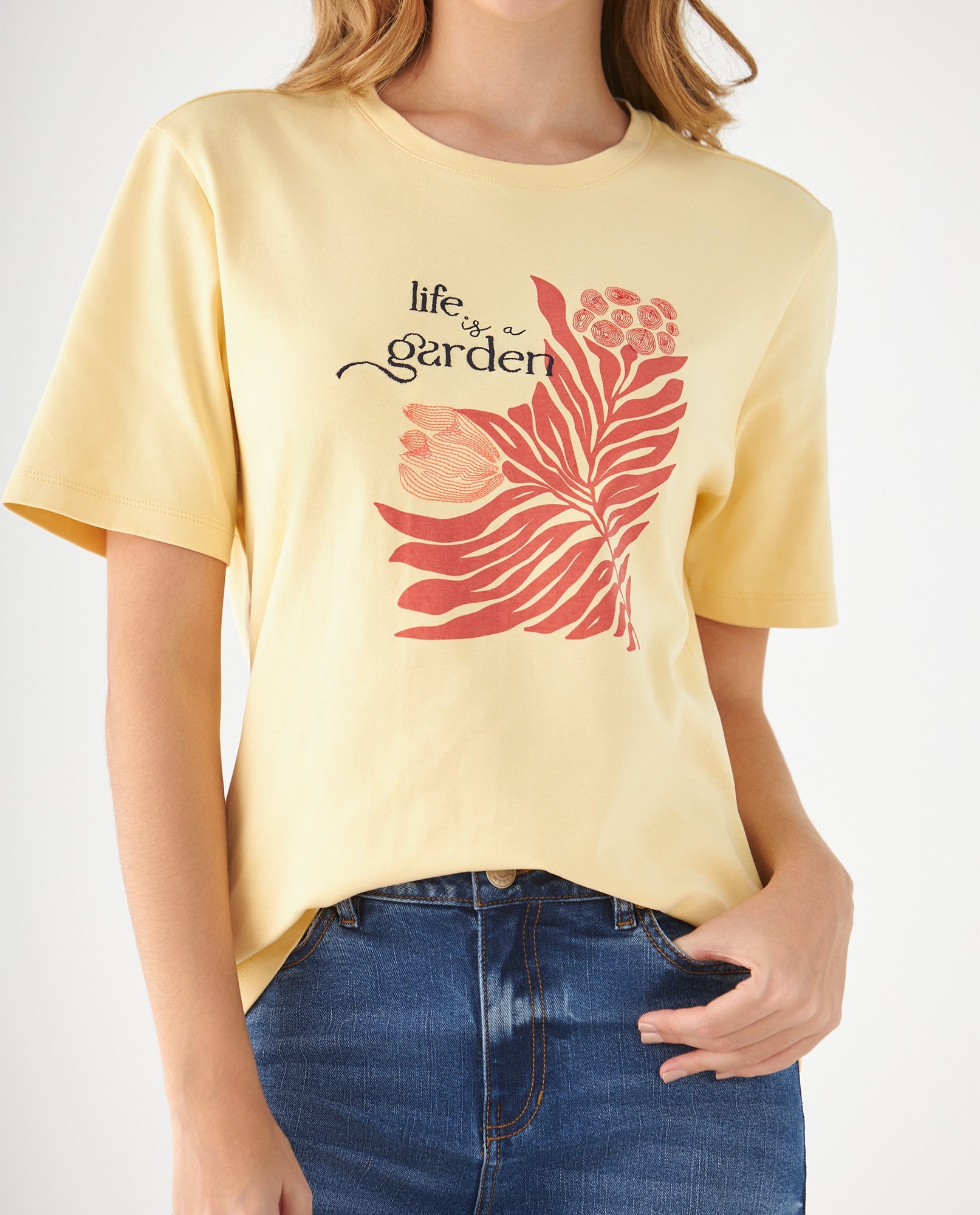 Camiseta básica estampada para mujer - Amarillo 34_609F034_AMA130917_3