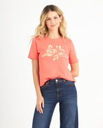 Camiseta básica estampada para mujer - Rosa