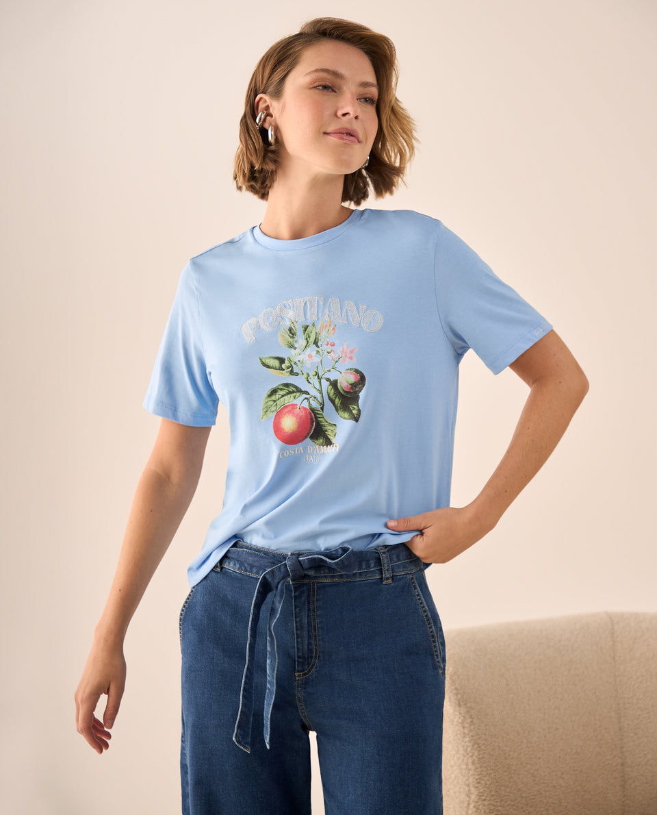 Camiseta Naranja con Estampado Sicily Market - Azul 34_609G002_AZU153920_5