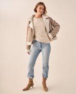 Camiseta con Encaje Decorativo - Beige