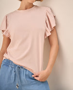 Camiseta Rosa con Volantes Románticos - Rosa